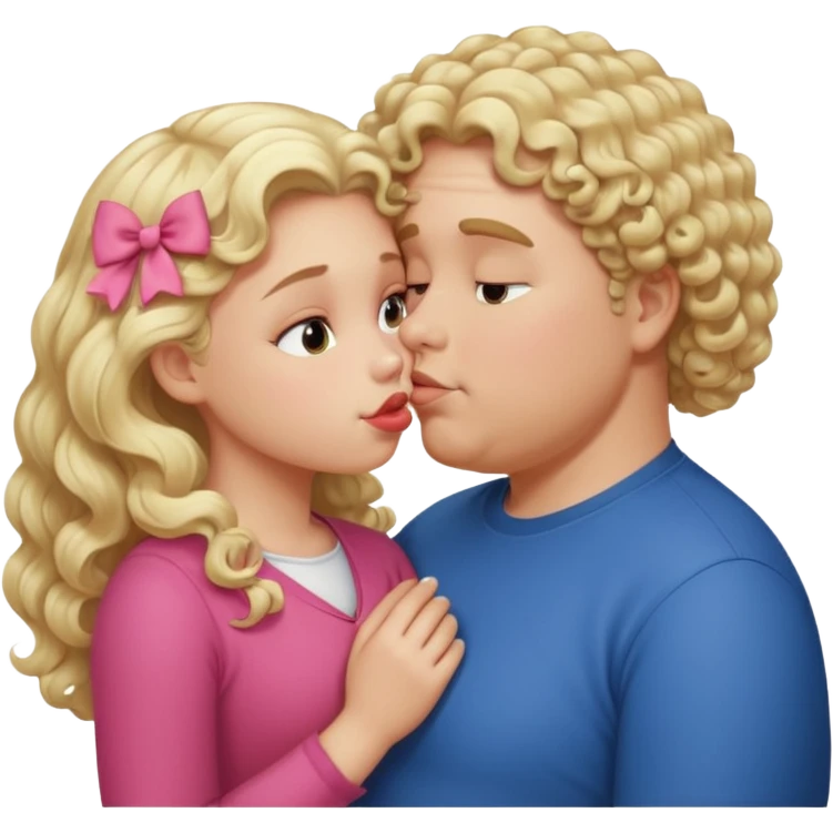 small white blonde girl kissing obese curly hair blonde white man emoji