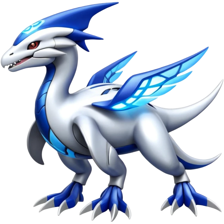 Shiny futuristic Cyber-Kyurem-Kyogre-Latios-Lugia-Fakémon-hybrid-creature (full body)  emoji