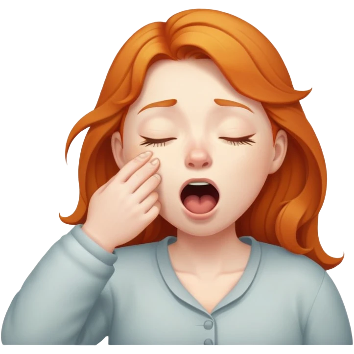 Sleepy Ginger girl trying to wake up in early morning emoji