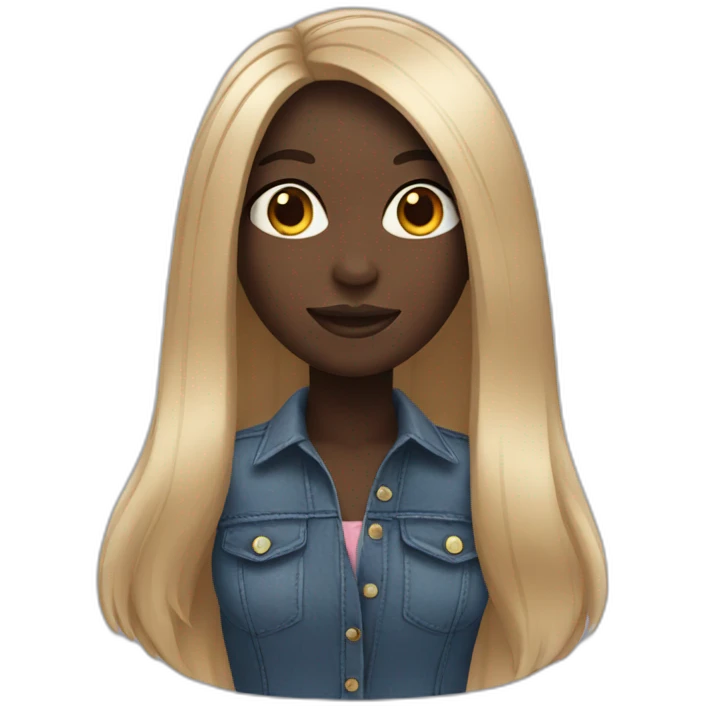 black girl with long straight hair emoji