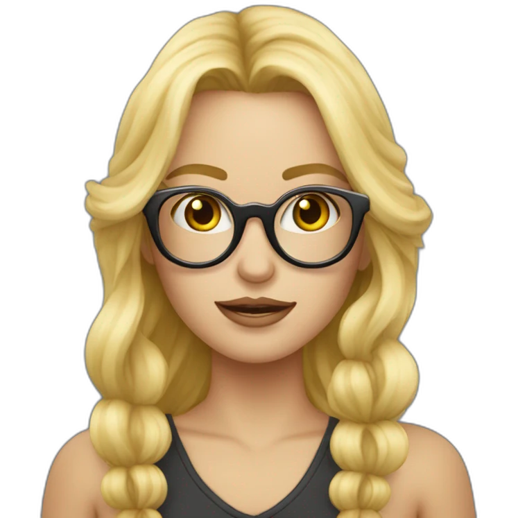 Blonde avec une natte et des grosses lunettes emoji
