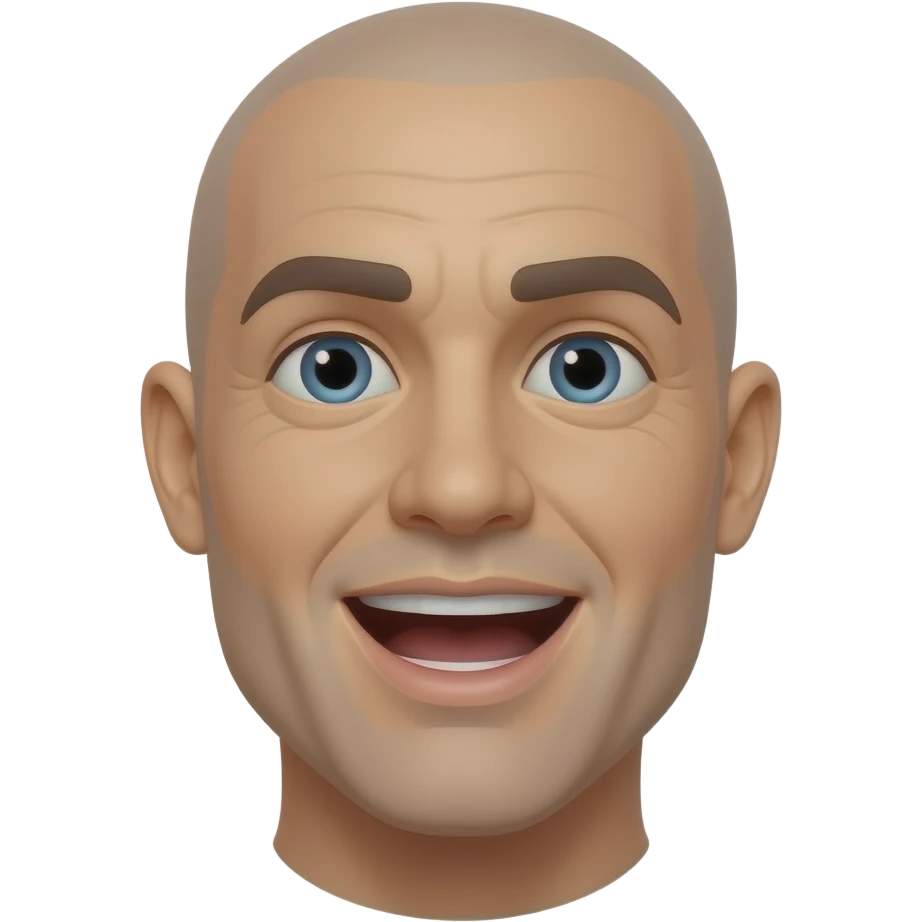 a bald man looking to the side talking with an open mouth emoji