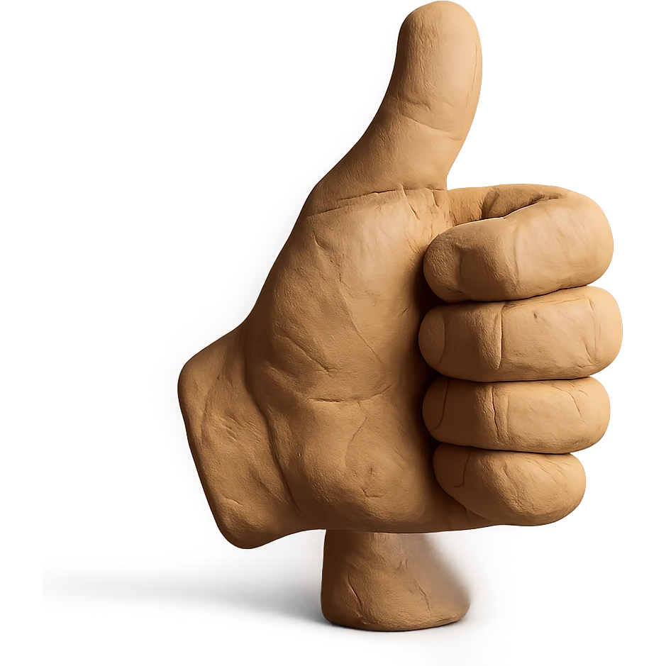 claymation style hand gripping emoji
