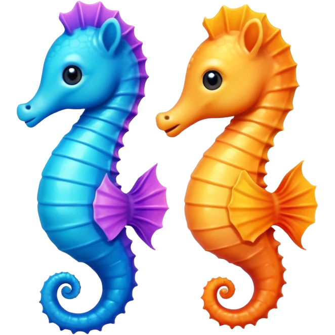 Tiny super cute happy seahorse friends  emoji