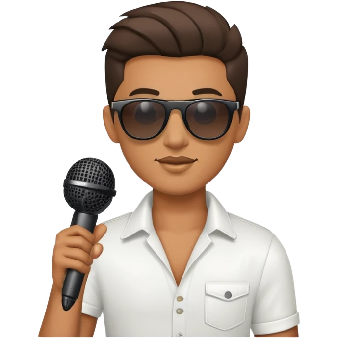 cool male singer with sunglasses and microphone emoji