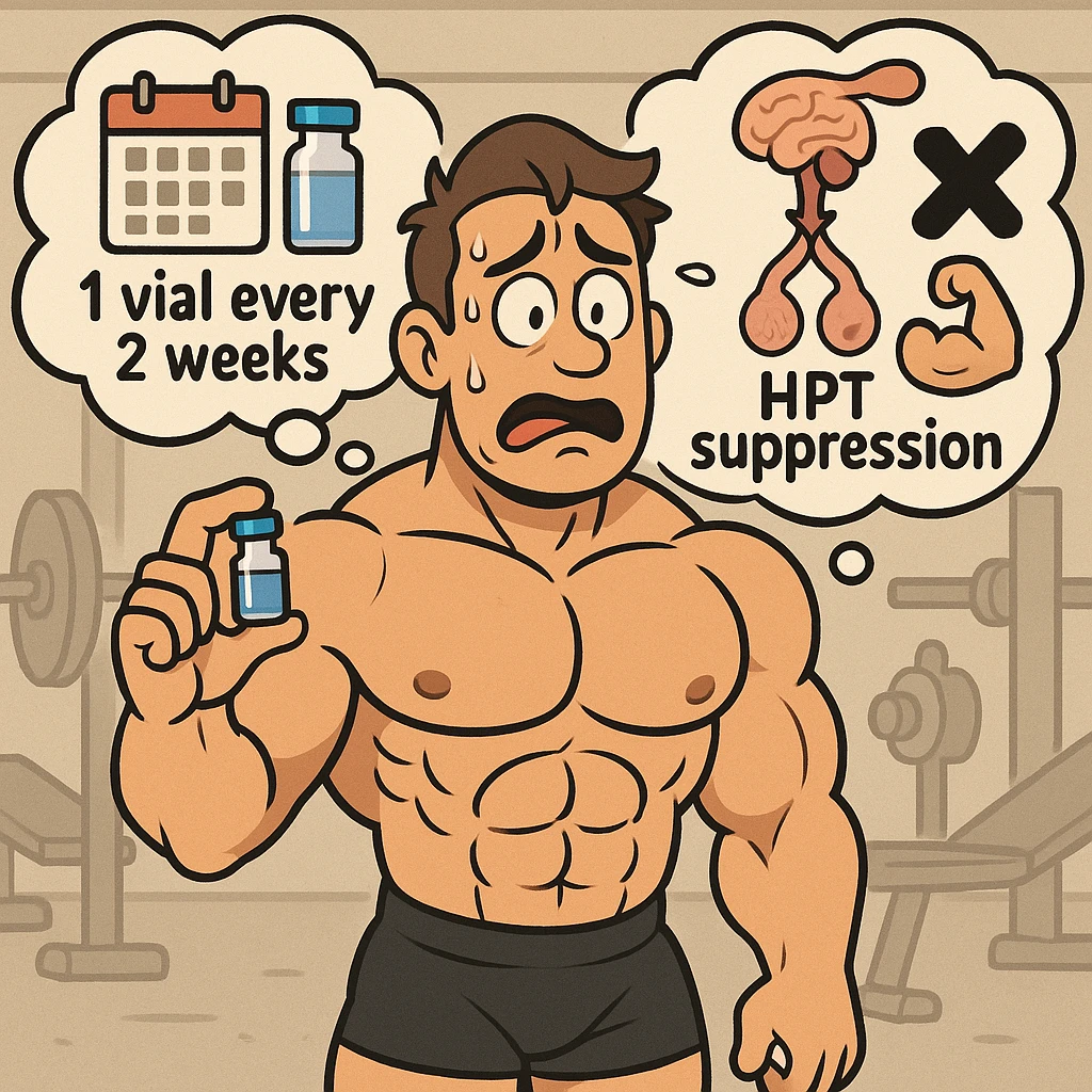  bodybuilder che si fa prendere dalla paura e fa cavolate, come una fiala ogni 2 settimane finisce che sopprimi comunque l'HPT ma senza alcun risultato visibile emoji