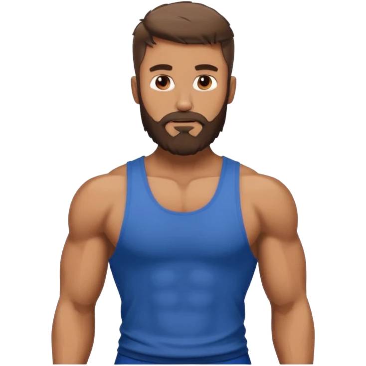 muscular bearded man with fit core abs emoji