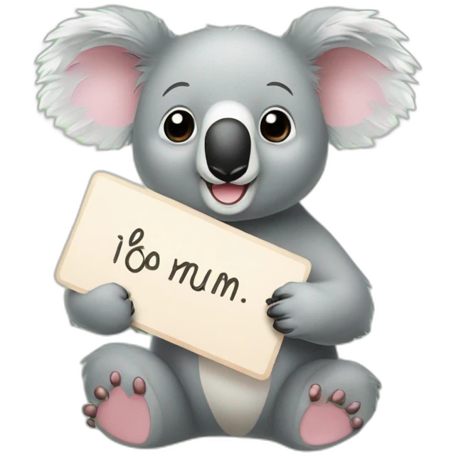 koala with sign with text I love you mum emoji