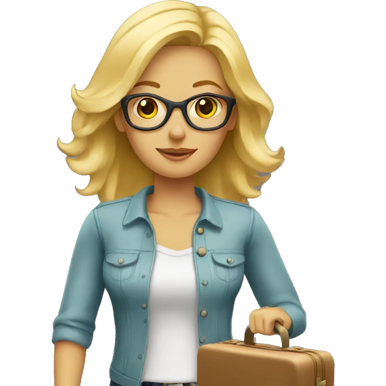 blonde woman with luggage emoji