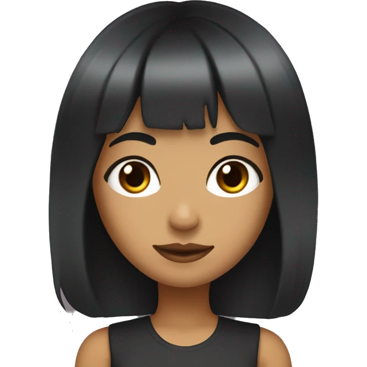 Girl with black hair and olive skin with piercings and dark brown eyes and bangs  emoji