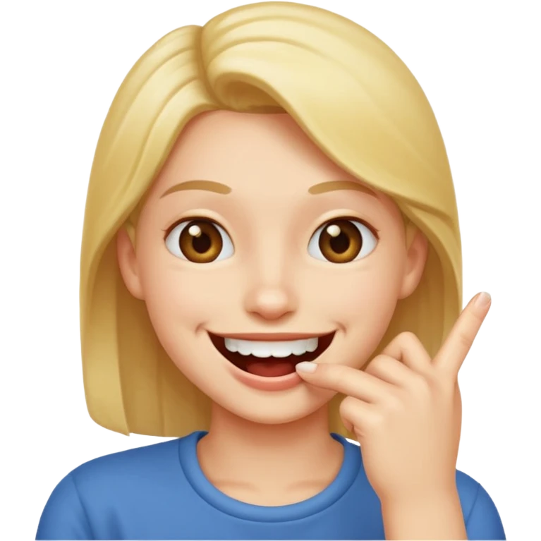 Un bonhomme qui mord son doigt en souriant emoji