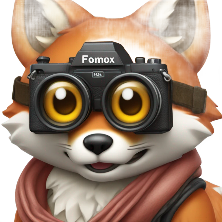 photorealistic detailled kawaii fox taking photo with canon 1DX emoji