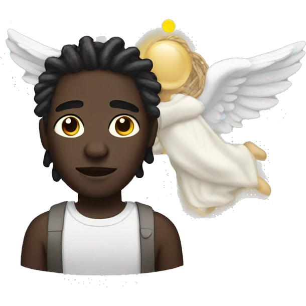 dark skin man with locs with an angel halo  emoji