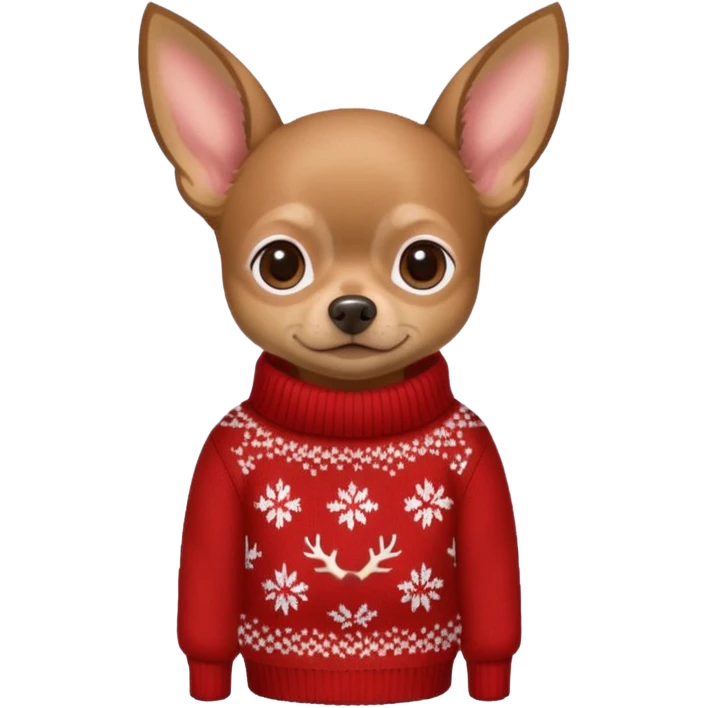 Dark Tan deer-head chihuahua sitting wearing a sweater emoji