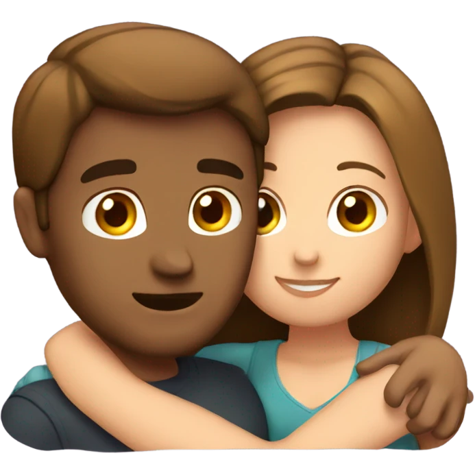 Hugging couple with brown hair  emoji