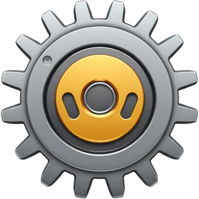 settings gear icon for site navigation. just one gear. no happy face, just grey, 6 notches emoji
