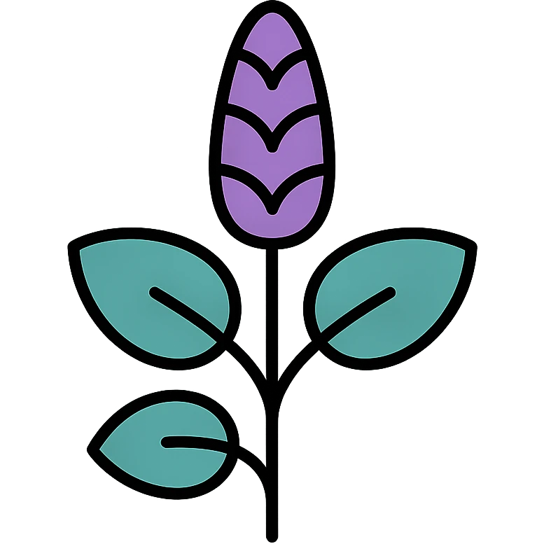 clary sage plant, bluey green color, simple icon style, minimal details, clean lines emoji