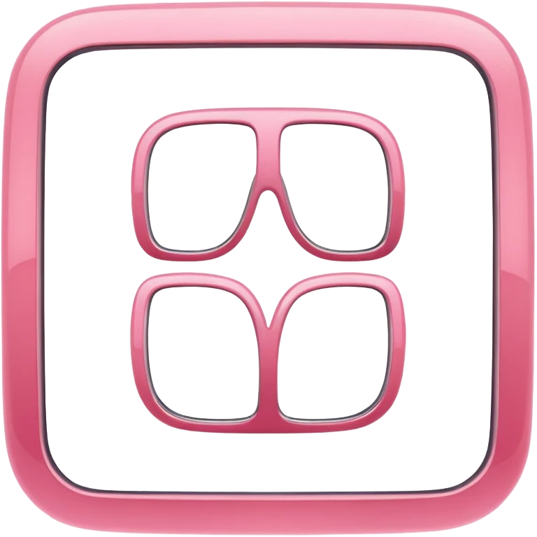 glossy curved frames, rose pink emoji