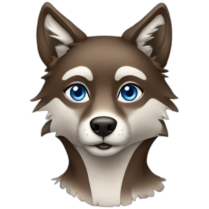 Brown female wolf blue eyes  emoji