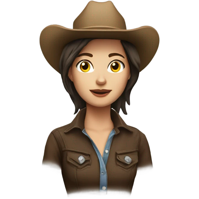 White skin Brunette short hair cowgirl emoji