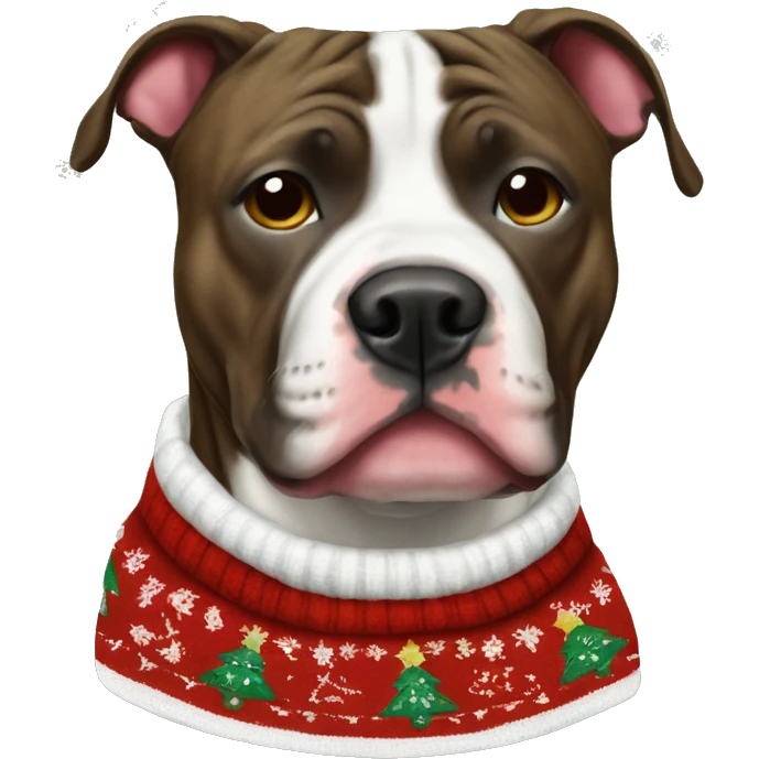 Brindle, Pitbull wearing a Christmas sweater emoji