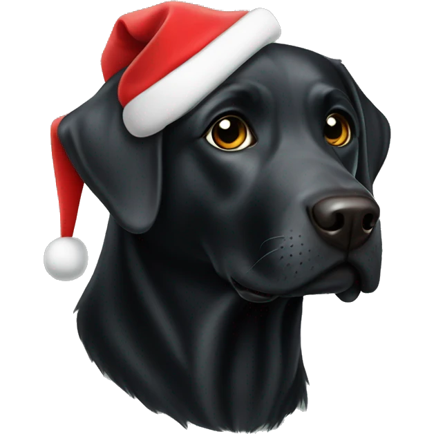 black labrador with santa hat emoji