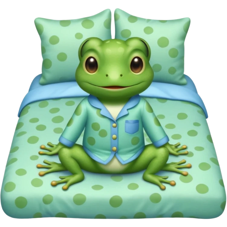 cute baby frog on bed pijama emoji