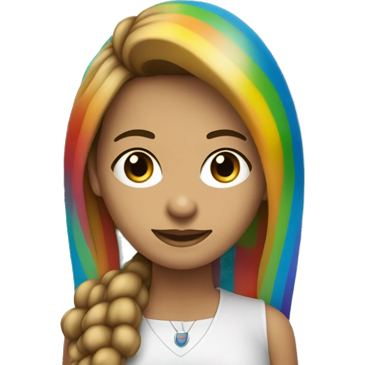 Mujer peliroja con pelo largo con ojos azules con un micrófono arcoiris  emoji