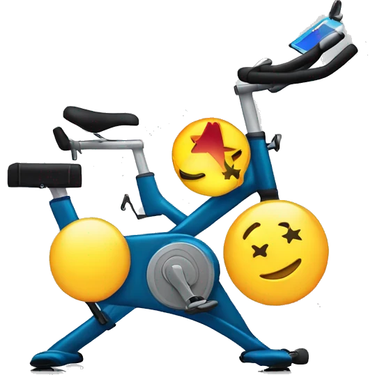 Design an emoji of a star on a stationary bike that is a superstar on a concert emoji