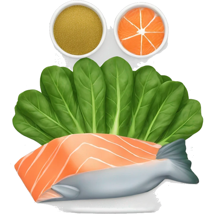 Spinach and salmon plate  emoji