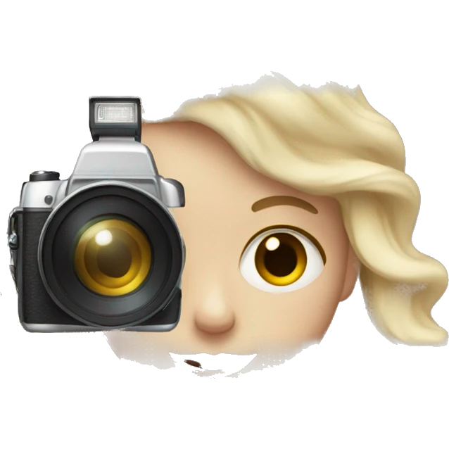 pale girl with long wavy hair holding camera emoji