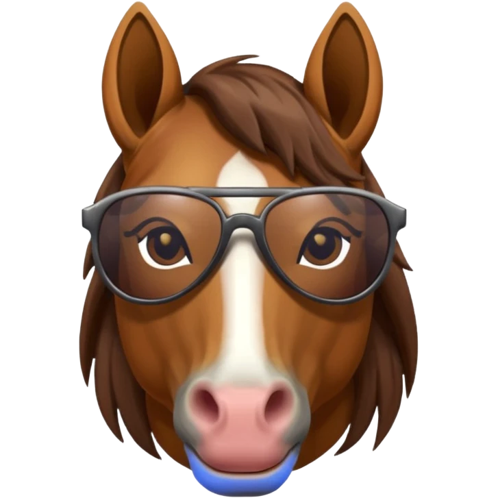 Horse face with sunglasses half rotate emoji