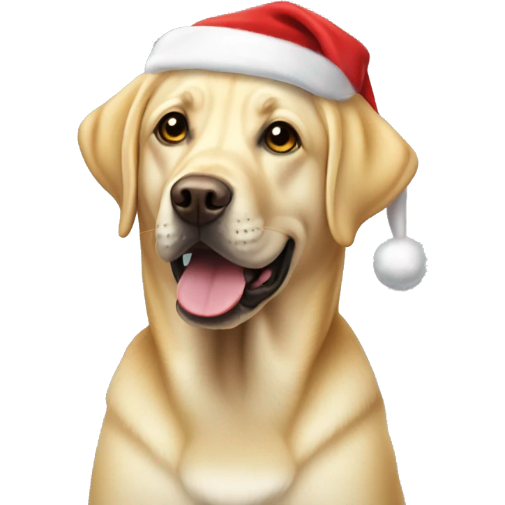 Yellow labrador wearing a santa hat emoji