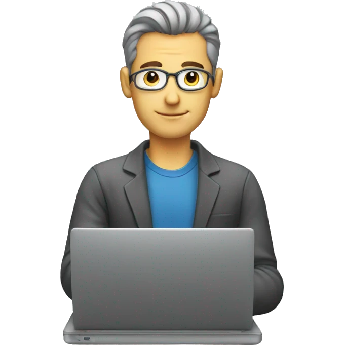 A man doing analysis in laptop  emoji