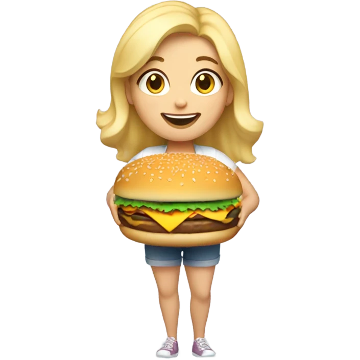 fat blonde girl with burger emoji