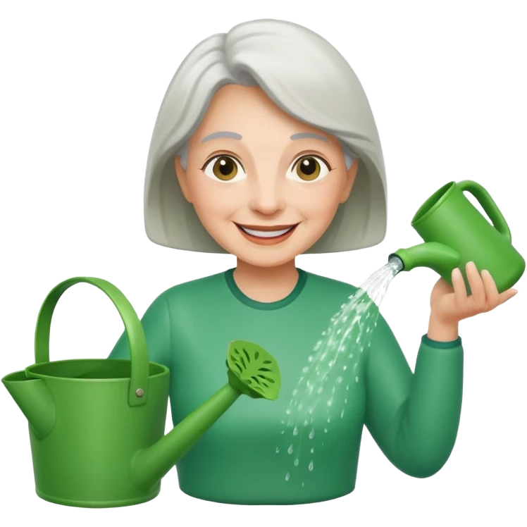 Older female hold garden watering pot emoji