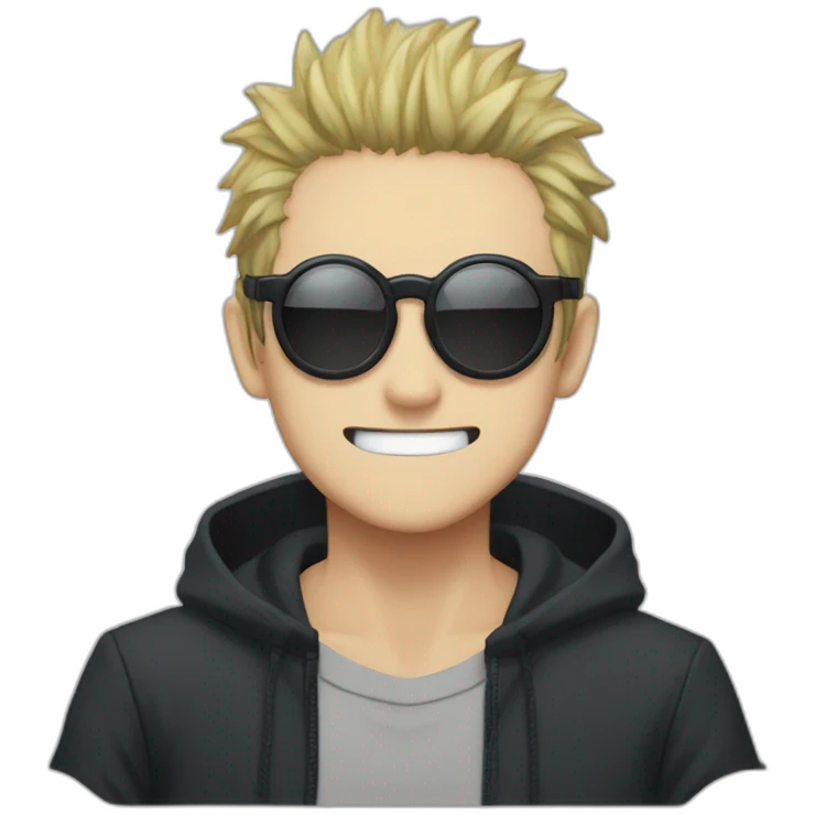Gojo satoru from the anime jujutsu kaisen without blindfold wearing sunglasses emoji