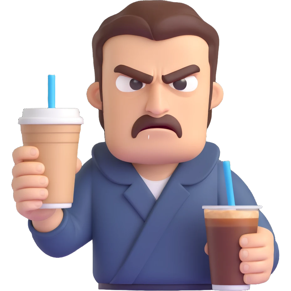 angry man with cold coffee emoji