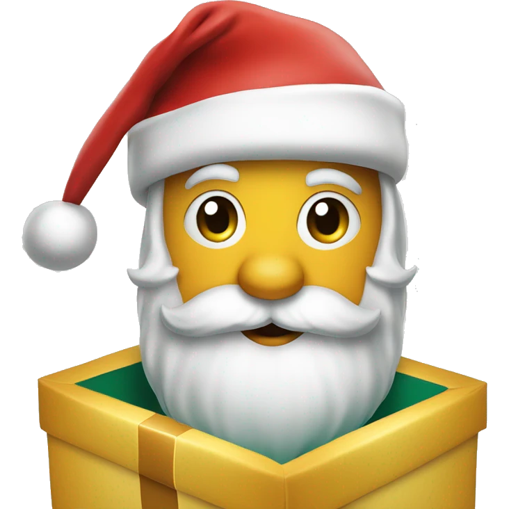 Santa Claus looks out of a gift box emoji