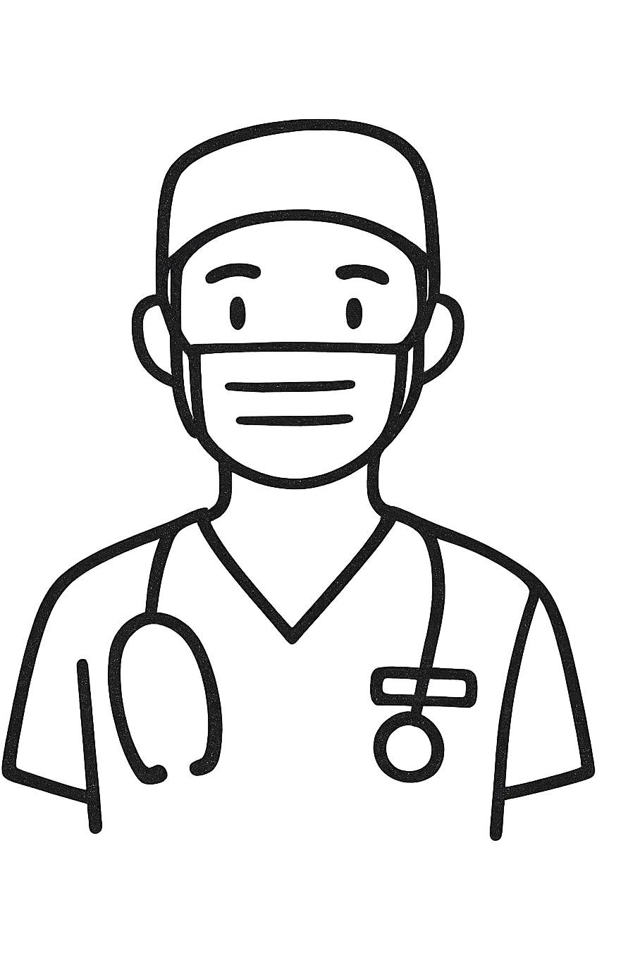 A modern doctor facing the front wearing scrubs emoji