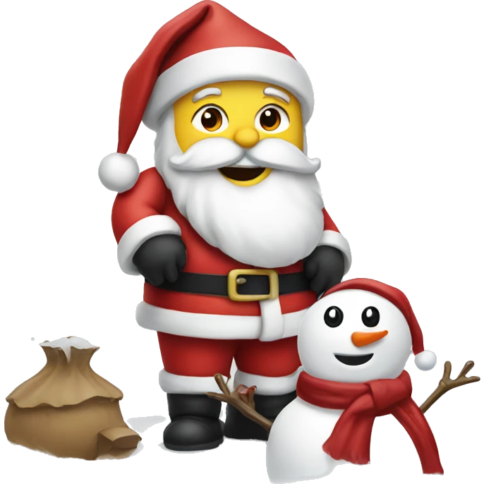 Santa with a snowman emoji