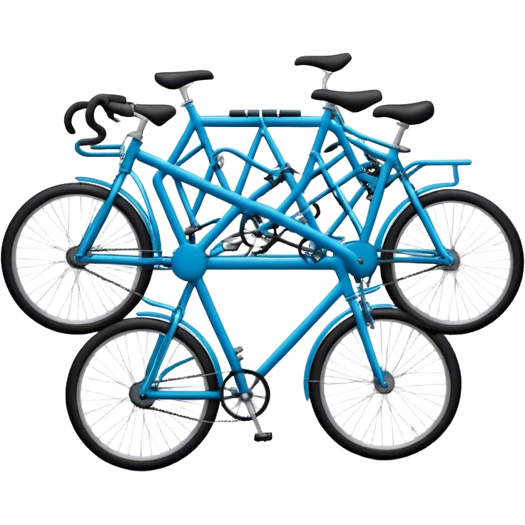 Ad-hoc solution that is built of several different bicycles. Bicycles are connected into weird looking shape. emoji