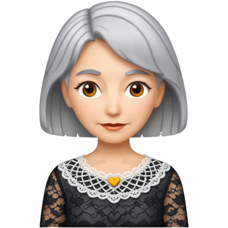 grey haired woman with lace patterned top emoji