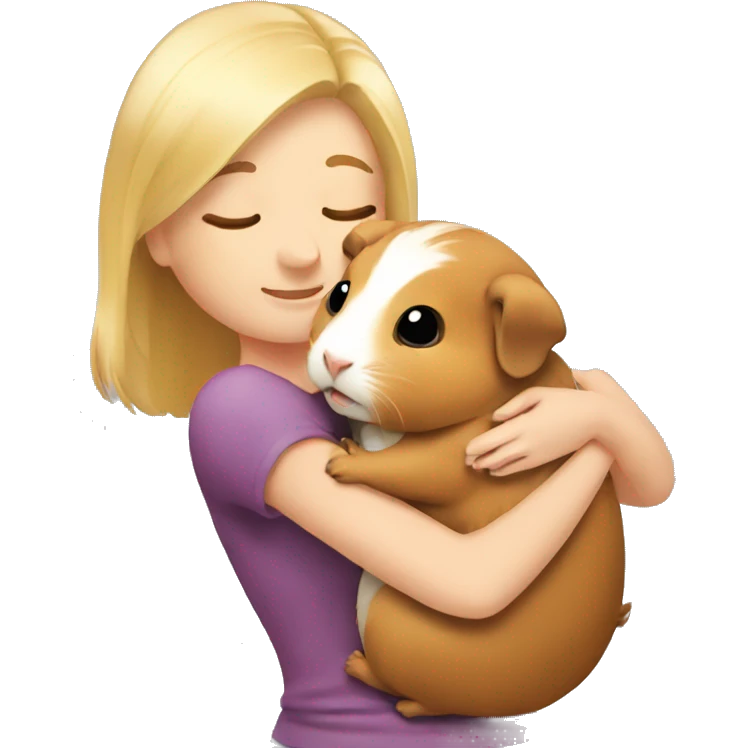 Blonde Woman hugging a guineapig emoji