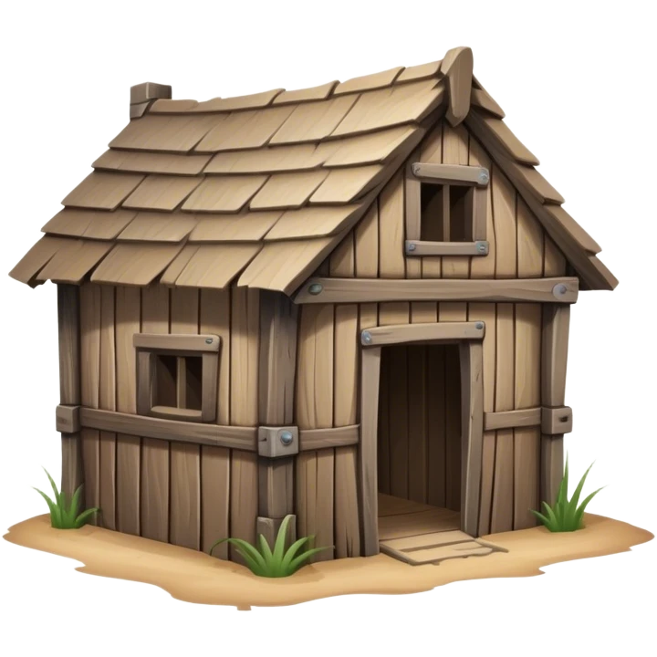 one-story medieval shack. The building has no windows. emoji