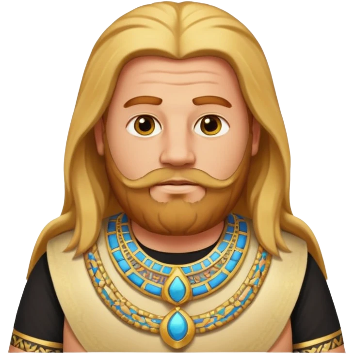 fat male blond reddish long hair agent with three-day-beard in egypt with pyramid. emoji