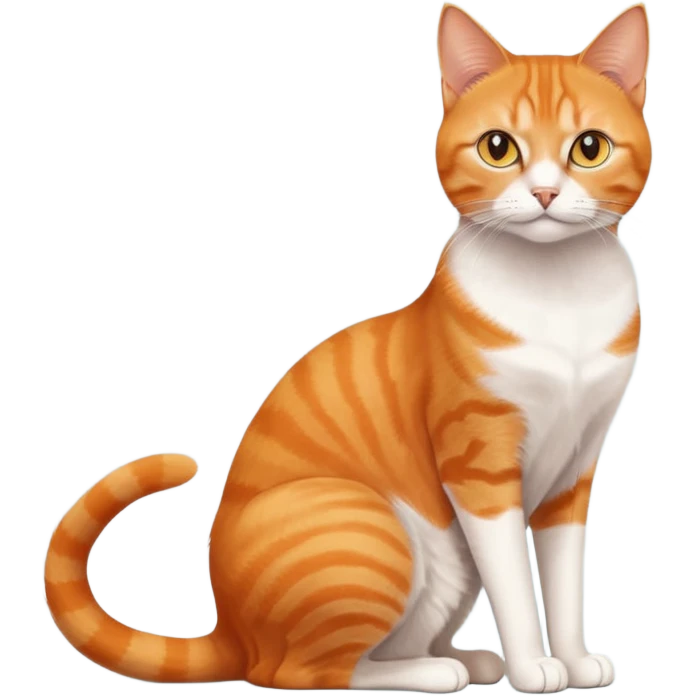 full body solid orange domestic shorthair slim cat with yellow/orange eyes sitting emoji