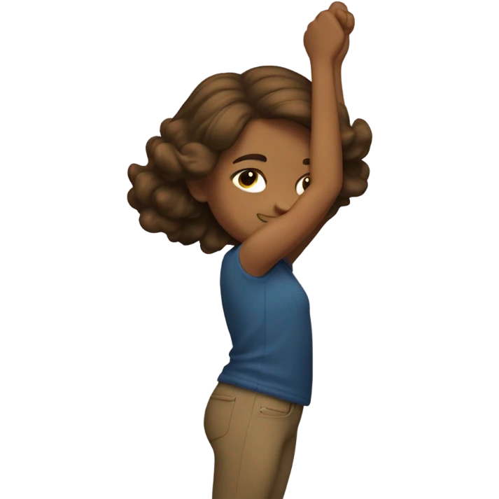 Brown haired girl dabbing emoji