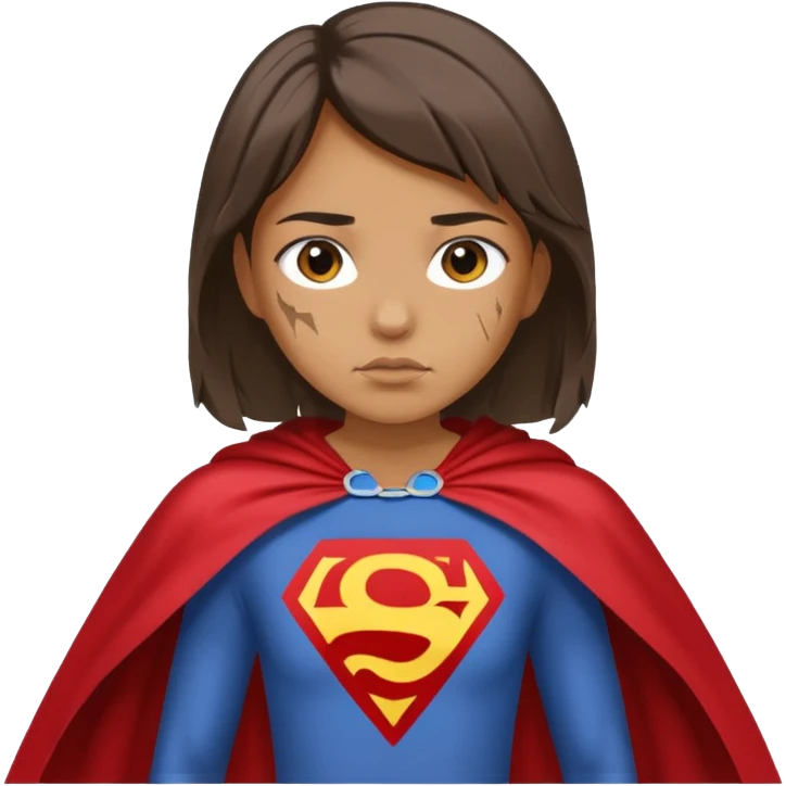 generate me a fearless girl with a cape and make it look like she torn a shirt with the word Discrimination emoji