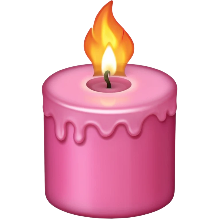A pink candle with a flame on it, viewed from 10 degrees from above. emoji